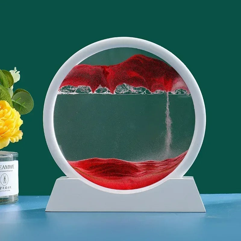 3D Moving Sand Art Picture Round Glass Deep Sea Sandscape Hourglass Quicksand Craft Flowing Sand Painting Office Home Decor Gift