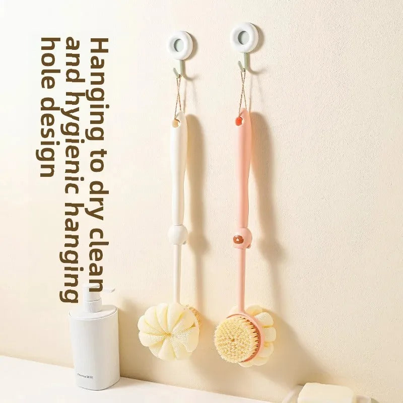 Bear Bath Brush Long Handle Double-Sided Shower Ball Home Use Soft Bristle Back Scrubber Cleaning Tool Bathing Accessories