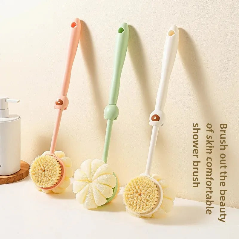 Bear Bath Brush Long Handle Double-Sided Shower Ball Home Use Soft Bristle Back Scrubber Cleaning Tool Bathing Accessories