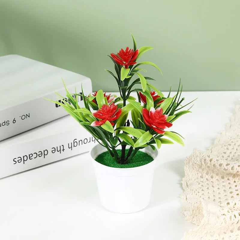 Artificial Flowers Bonsai Diy Home Decor Ornamental Flowerpot Bathroom Windowsill Mini Potted Christmas Wedding Decorative