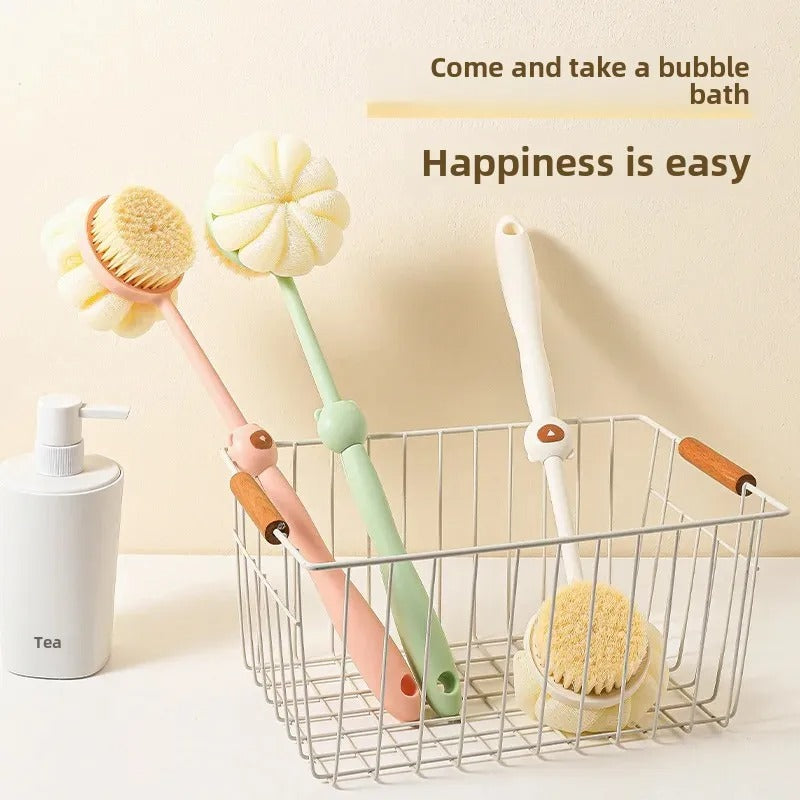 Bear Bath Brush Long Handle Double-Sided Shower Ball Home Use Soft Bristle Back Scrubber Cleaning Tool Bathing Accessories