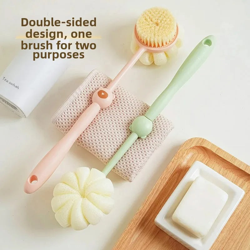 Bear Bath Brush Long Handle Double-Sided Shower Ball Home Use Soft Bristle Back Scrubber Cleaning Tool Bathing Accessories